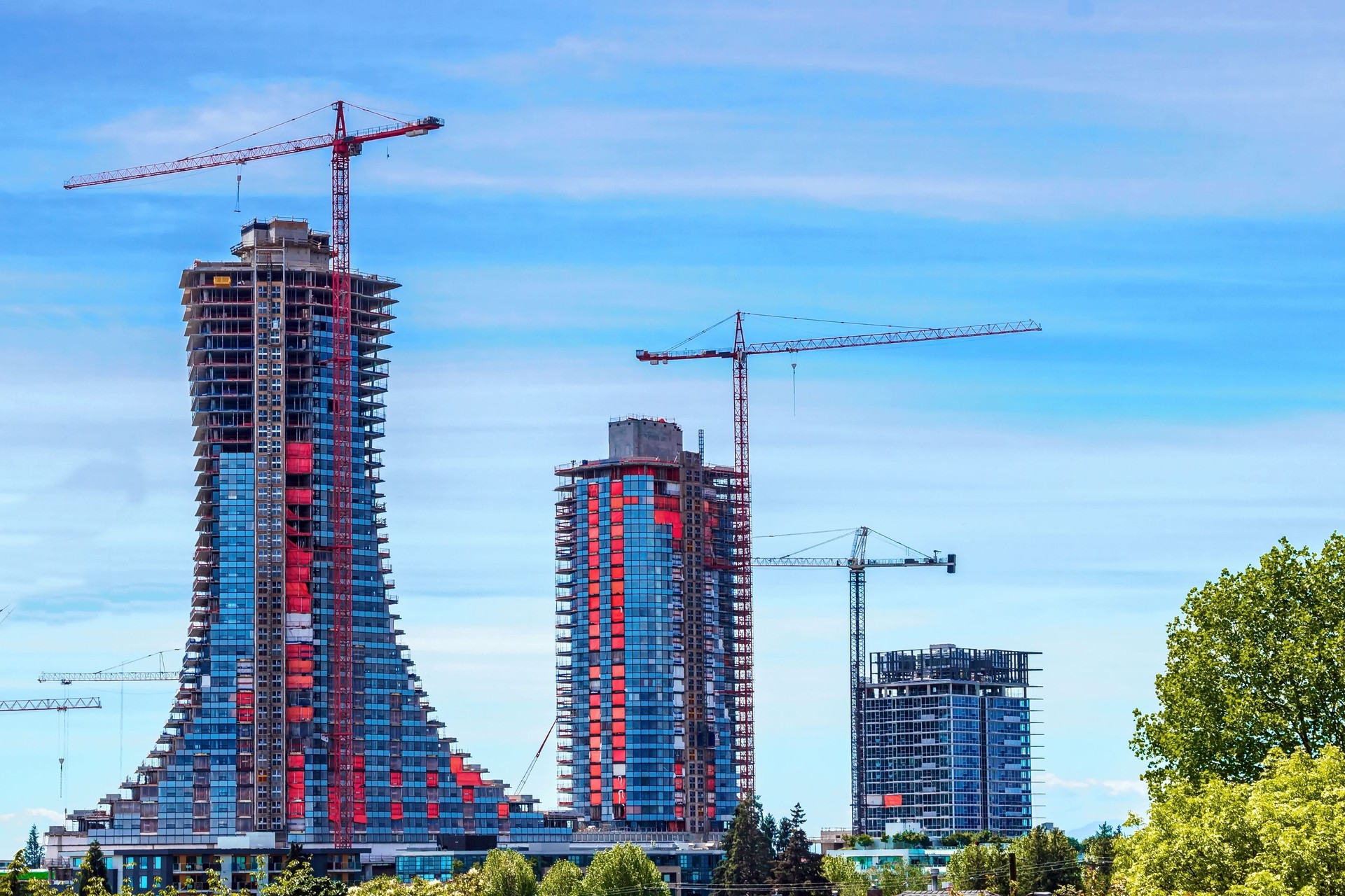 Construction Site with Cranes in Vancouver City